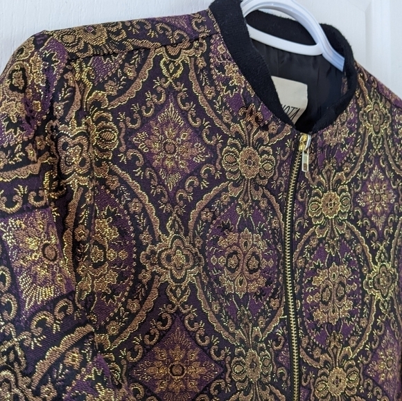 BB Dakota Joss Vintage Brocade Bomber Jacket small medium @E - Picture 11 of 11